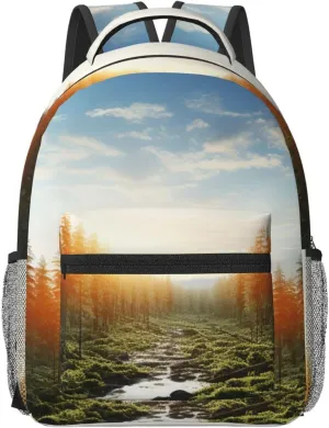 Laptop Backpack for Men Women Lightweight Travel Backpack Forest in Sunset time Daypack Laptop Bag for Travel