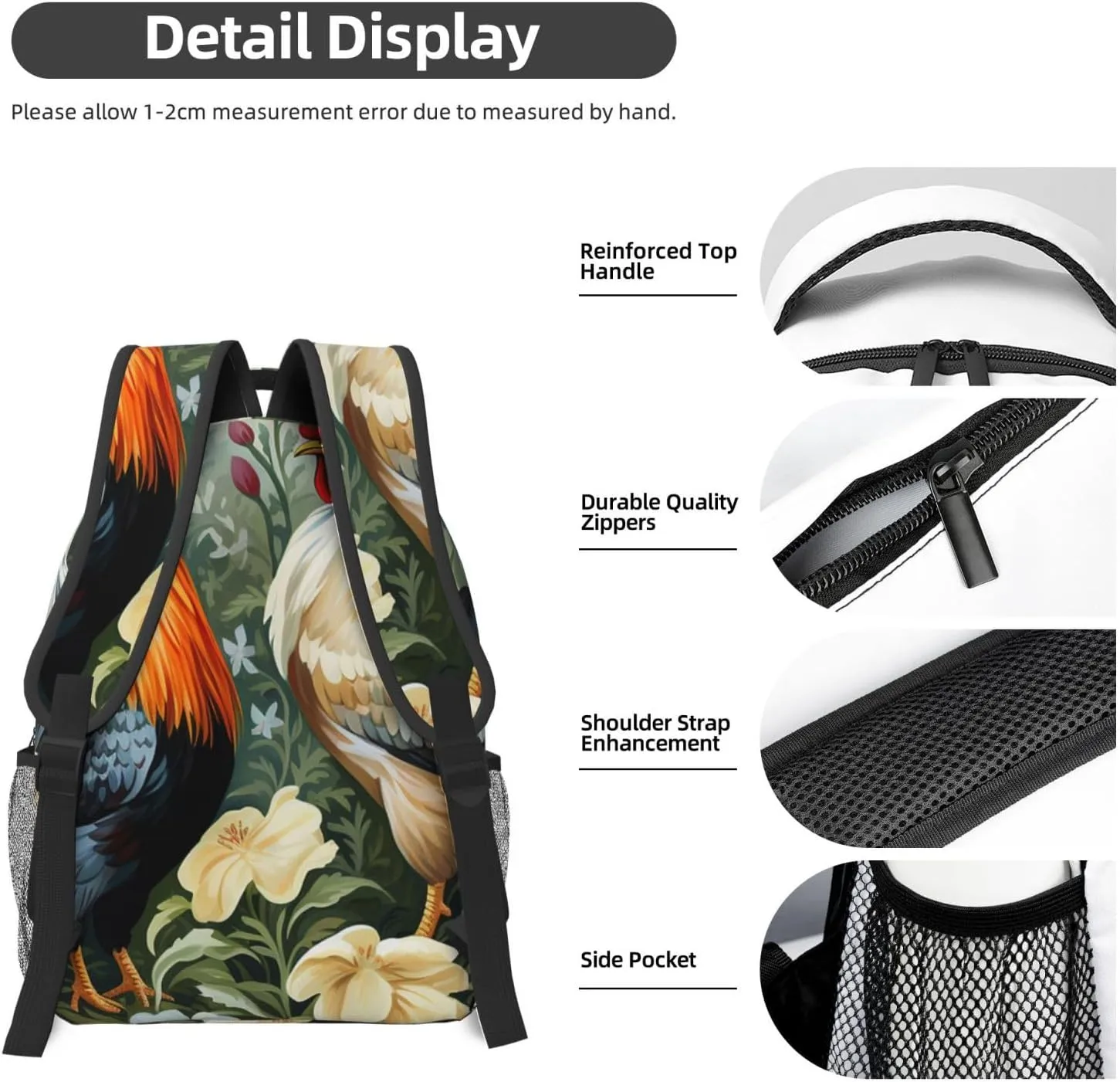 Laptop Backpack for Men Women Lightweight Travel Backpack Rooster Daypack Laptop Bag for Travel