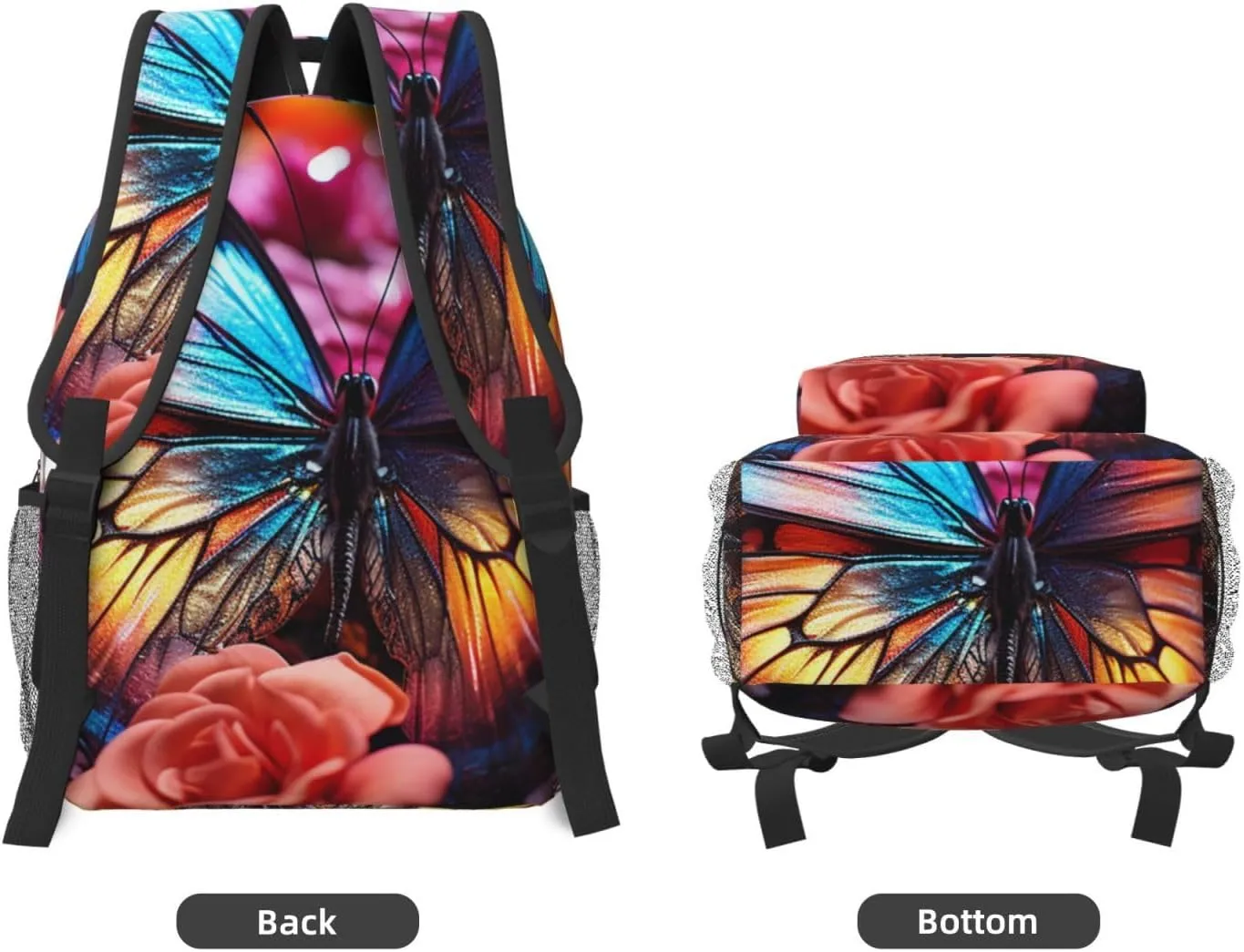 Laptop Backpack for Men Women Lightweight Travel Backpack Roses and butterflies Daypack Laptop Bag for Travel