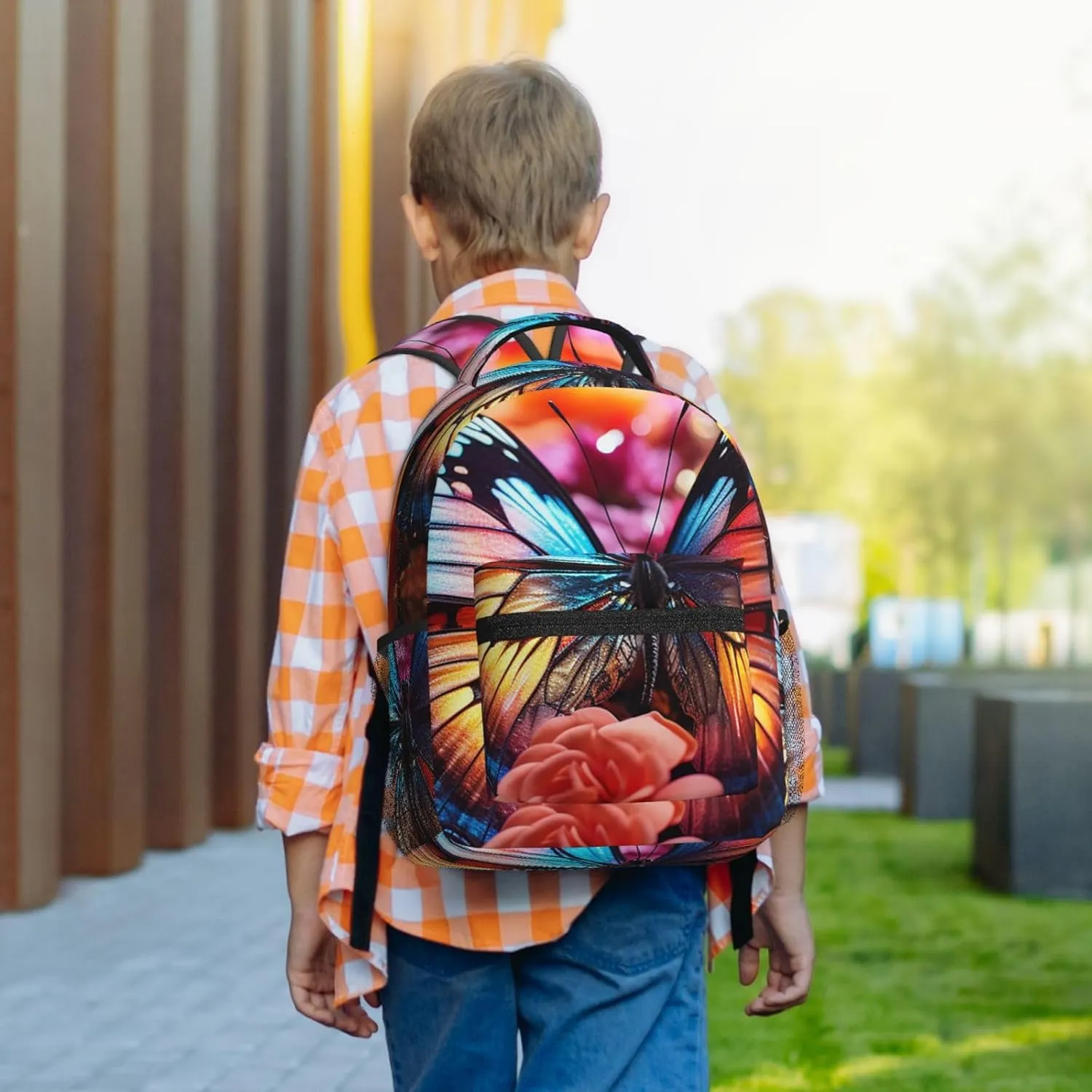 Laptop Backpack for Men Women Lightweight Travel Backpack Roses and butterflies Daypack Laptop Bag for Travel