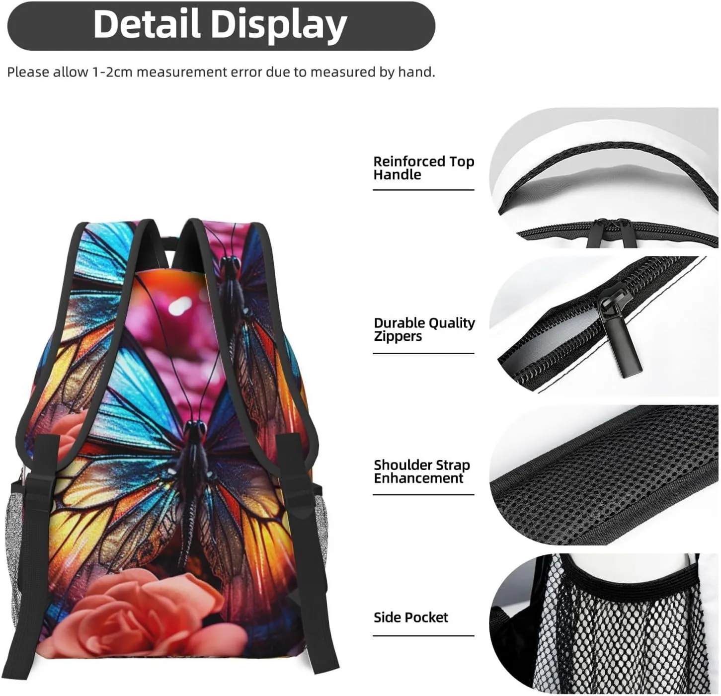 Laptop Backpack for Men Women Lightweight Travel Backpack Roses and butterflies Daypack Laptop Bag for Travel