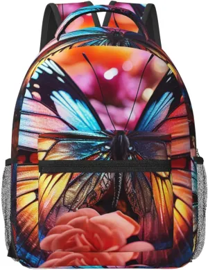 Laptop Backpack for Men Women Lightweight Travel Backpack Roses and butterflies Daypack Laptop Bag for Travel