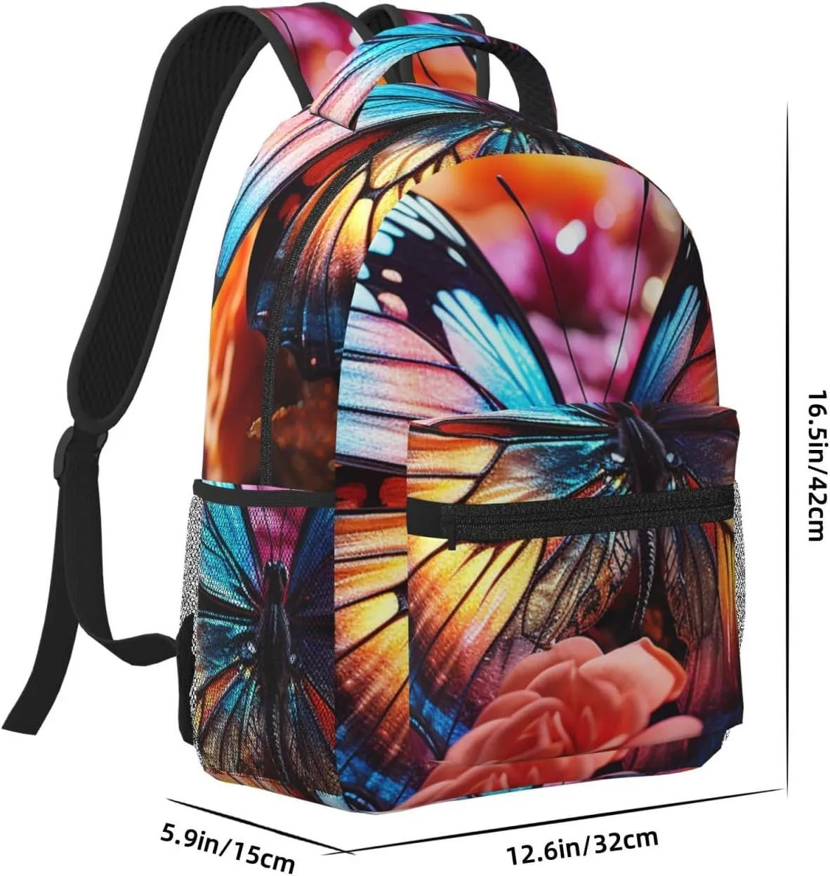 Laptop Backpack for Men Women Lightweight Travel Backpack Roses and butterflies Daypack Laptop Bag for Travel