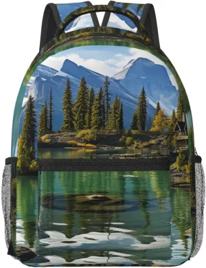 Laptop Backpack for Men Women Lightweight Travel Backpack Spirit Island in Maligne Lake Daypack Laptop Bag for Travel