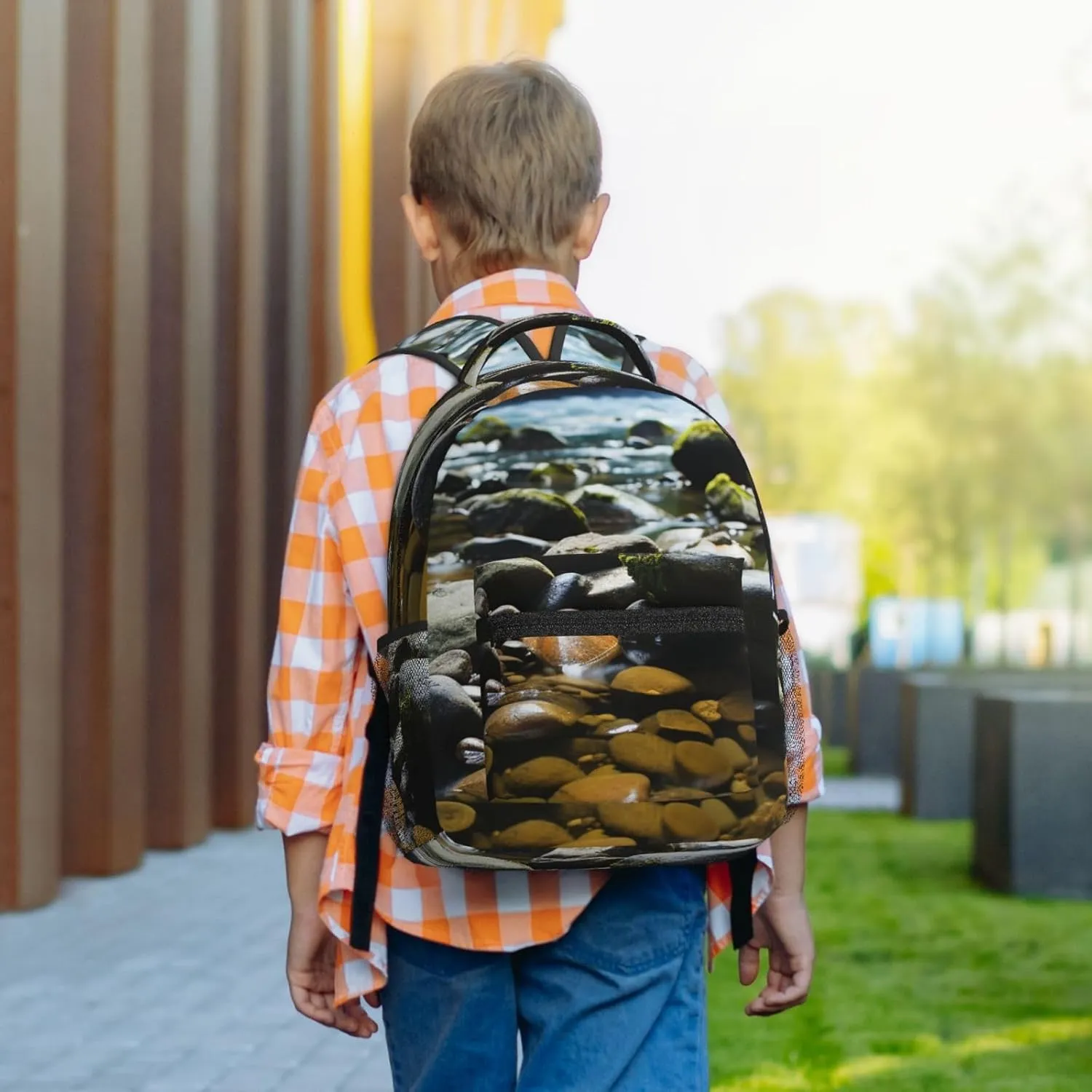 Laptop Backpack for Men Women Lightweight Travel Backpack Stream stones Daypack Laptop Bag for Travel