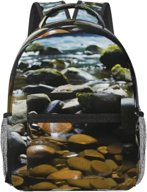 Laptop Backpack for Men Women Lightweight Travel Backpack Stream stones Daypack Laptop Bag for Travel