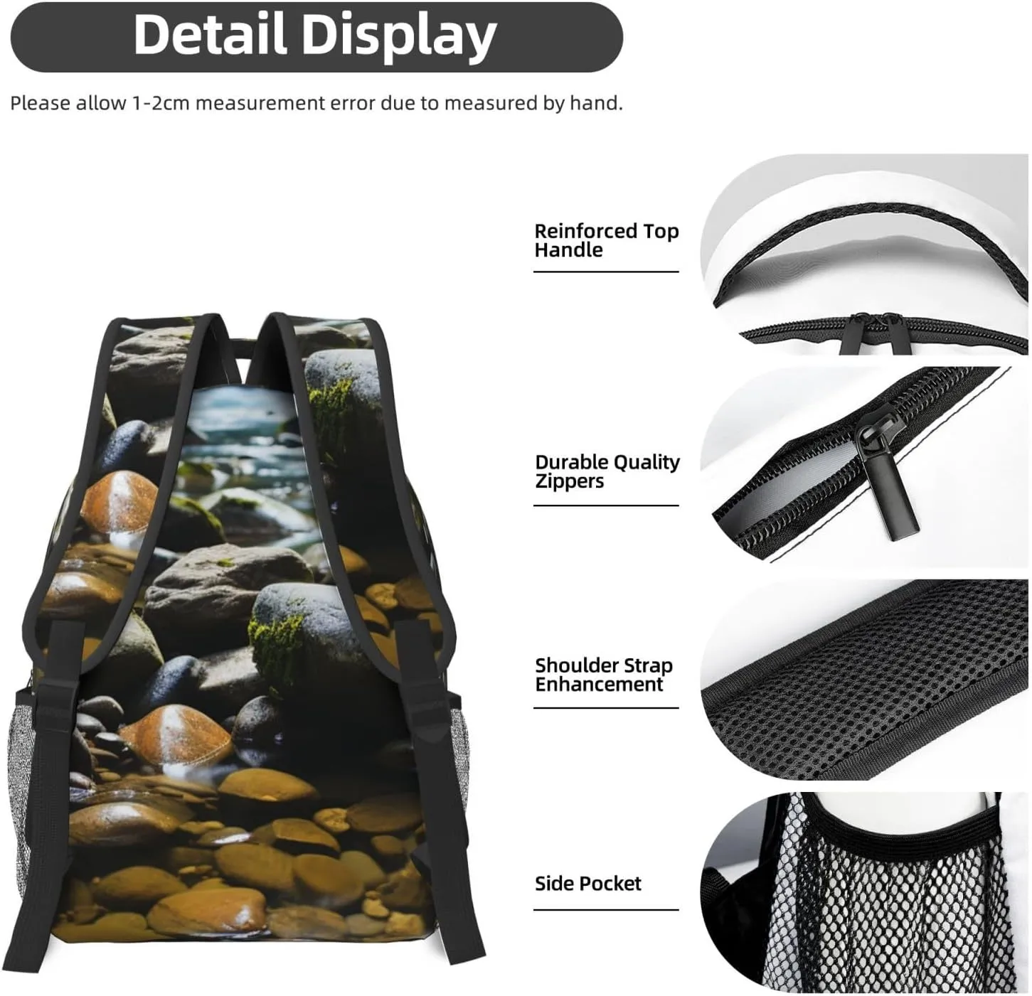 Laptop Backpack for Men Women Lightweight Travel Backpack Stream stones Daypack Laptop Bag for Travel