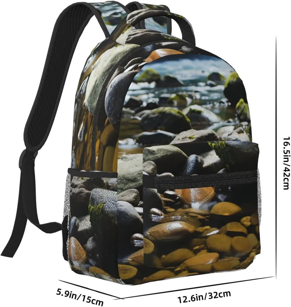 Laptop Backpack for Men Women Lightweight Travel Backpack Stream stones Daypack Laptop Bag for Travel