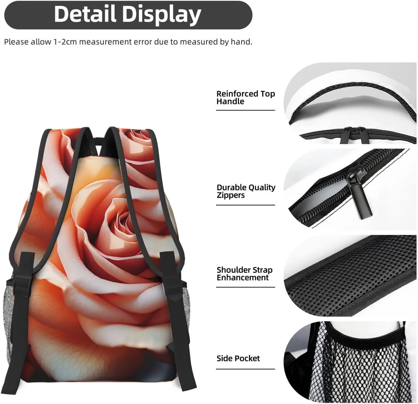 Laptop Backpack for Men Women Lightweight Travel Backpack Vintage Rose Blooms Daypack Laptop Bag for Travel