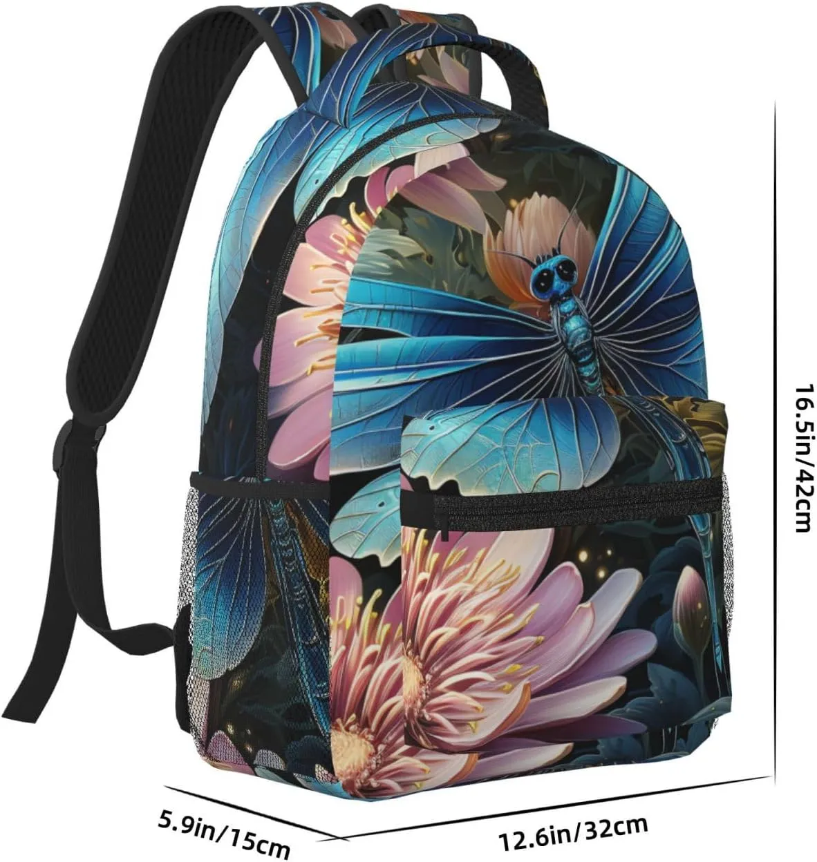 Laptop Backpack for Men Women Lightweight Travel Backpack Water lily and dragonfly Daypack Laptop Bag for Travel
