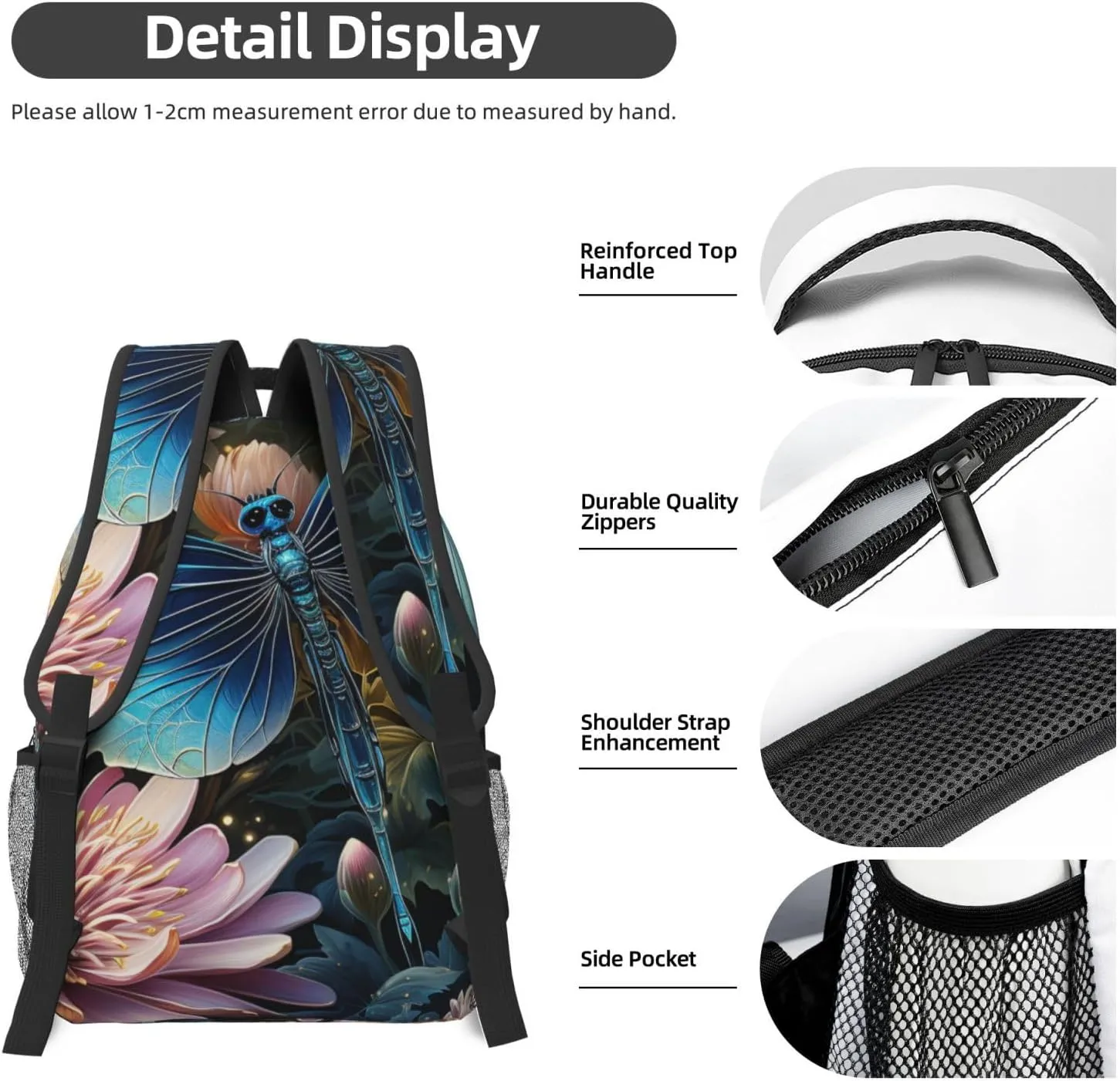 Laptop Backpack for Men Women Lightweight Travel Backpack Water lily and dragonfly Daypack Laptop Bag for Travel