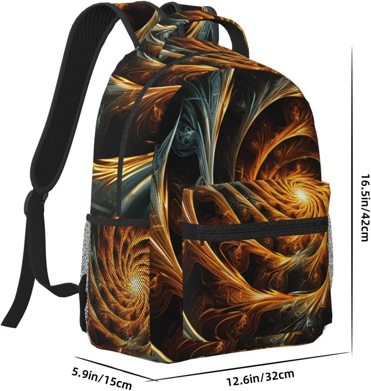 Laptop Backpack for Men Women Lightweight Travel Backpack Yellow Abstract Spiral Daypack Laptop Bag for Travel