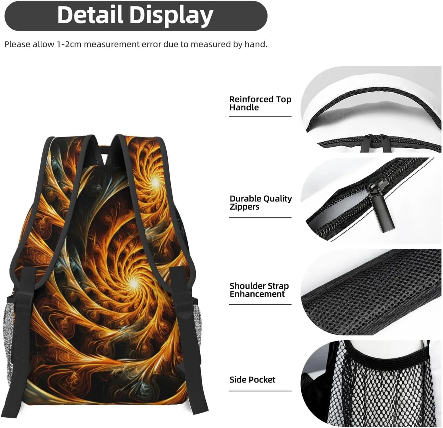 Laptop Backpack for Men Women Lightweight Travel Backpack Yellow Abstract Spiral Daypack Laptop Bag for Travel