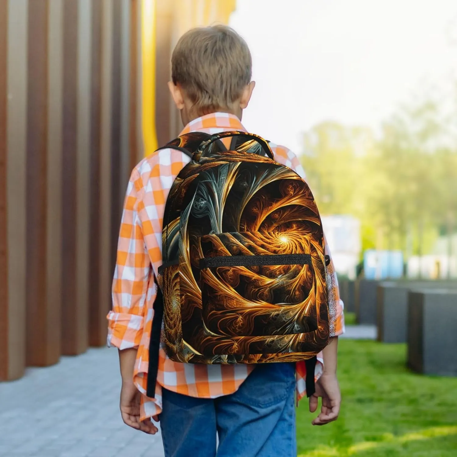 Laptop Backpack for Men Women Lightweight Travel Backpack Yellow Abstract Spiral Daypack Laptop Bag for Travel