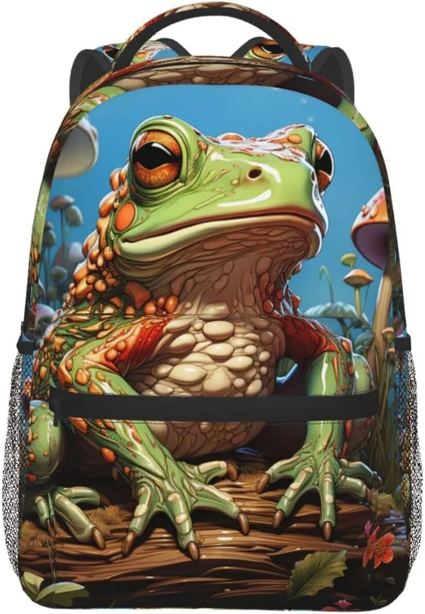 Laptop Backpack for Men Women Lightweight Travel Daypack Cartoon Frog Backpack Rucksack for Work