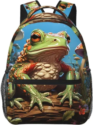 Laptop Backpack for Men Women Lightweight Travel Daypack Cartoon Frog Backpack Rucksack for Work