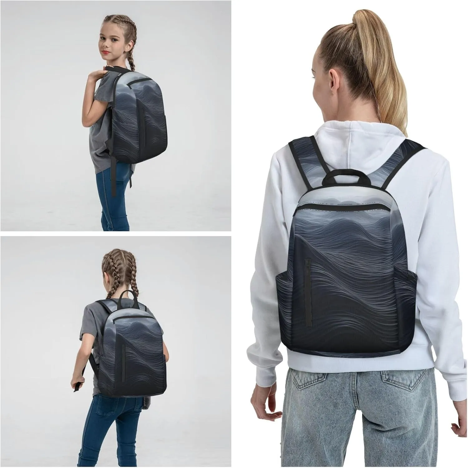 Laptop Backpack Lightweight Backpack for Men Women Daypack Deep black waves Laptop Bag Casual Backpack for Travel