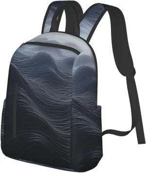 Laptop Backpack Lightweight Backpack for Men Women Daypack Deep black waves Laptop Bag Casual Backpack for Travel