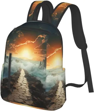 Laptop Backpack Lightweight Backpack for Men Women Daypack Divided Sea Pathway Laptop Bag Casual Backpack for Travel