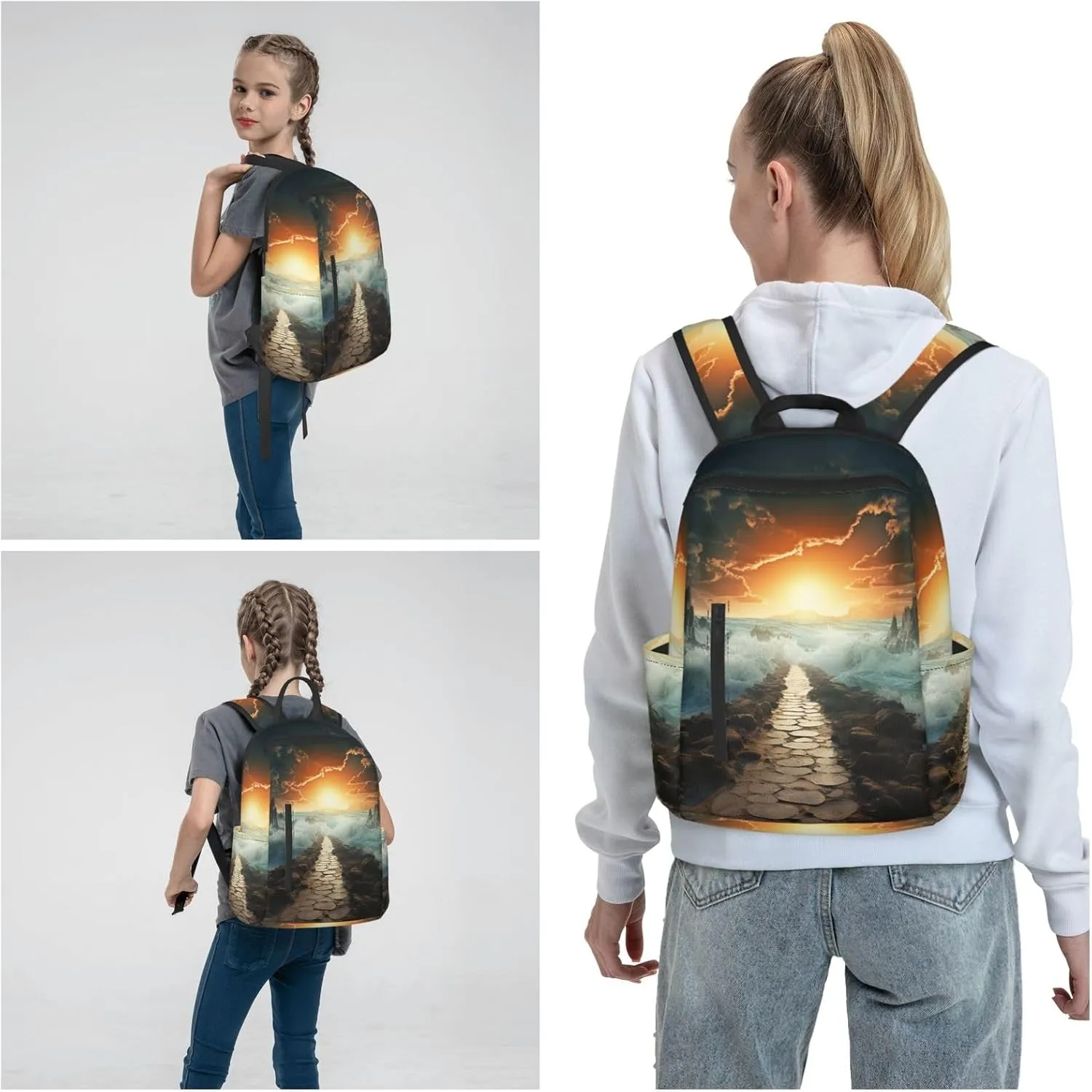 Laptop Backpack Lightweight Backpack for Men Women Daypack Divided Sea Pathway Laptop Bag Casual Backpack for Travel