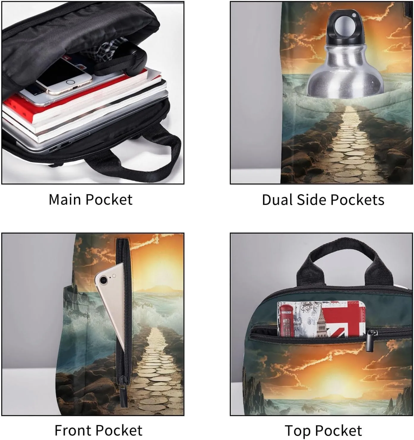 Laptop Backpack Lightweight Backpack for Men Women Daypack Divided Sea Pathway Laptop Bag Casual Backpack for Travel