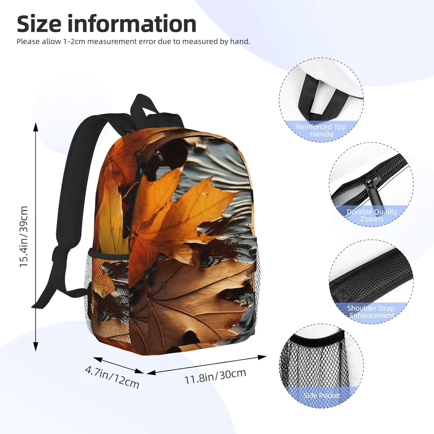 Laptop Backpack Lightweight Backpack for Men Women Daypack Fall Leaves Laptop Bag Casual Backpack for Travel