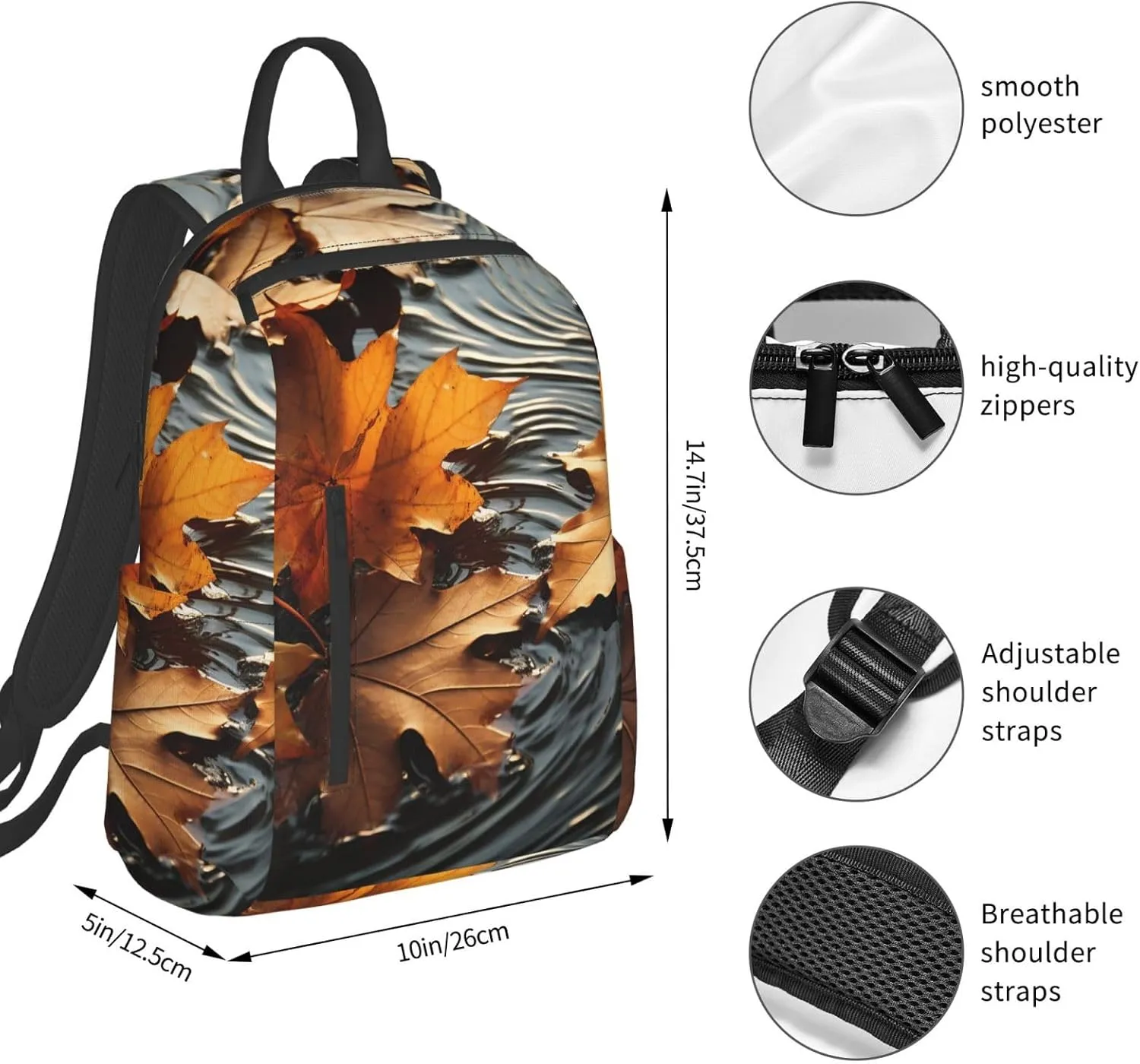 Laptop Backpack Lightweight Backpack for Men Women Daypack Fall Leaves Laptop Bag Casual Backpack for Travel