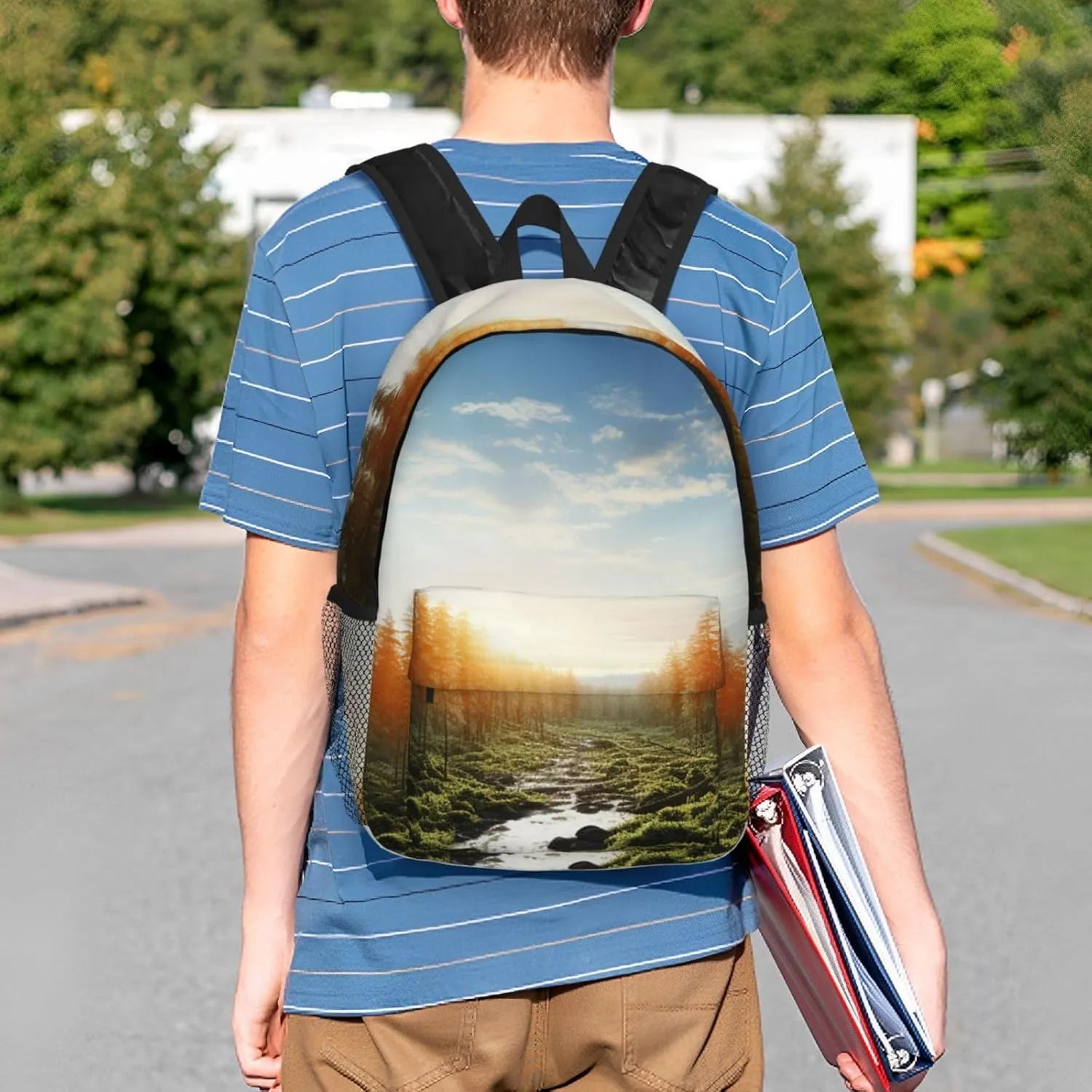 Laptop Backpack Lightweight Backpack for Men Women Daypack Forest in Sunset time Laptop Bag Casual Backpack for Travel
