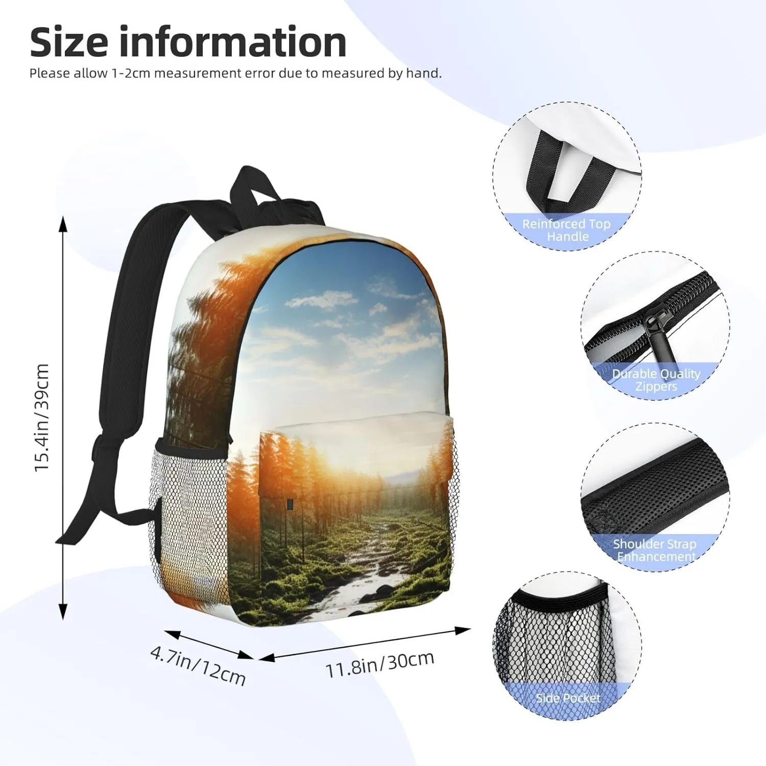 Laptop Backpack Lightweight Backpack for Men Women Daypack Forest in Sunset time Laptop Bag Casual Backpack for Travel