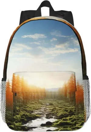 Laptop Backpack Lightweight Backpack for Men Women Daypack Forest in Sunset time Laptop Bag Casual Backpack for Travel