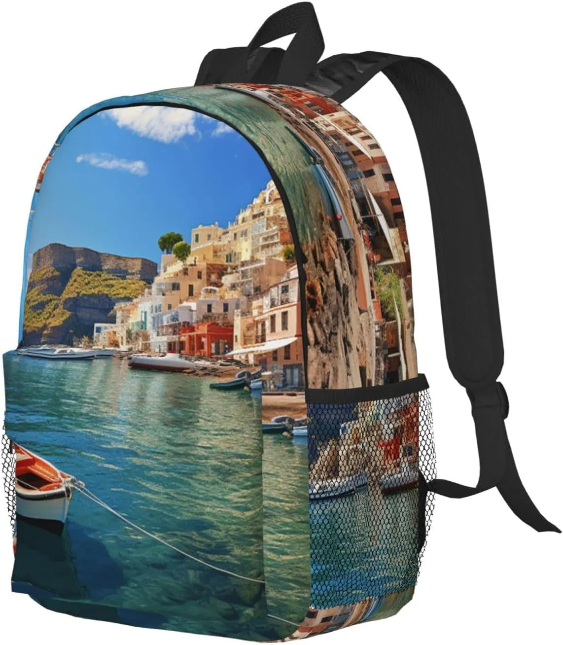 Laptop Backpack Lightweight Backpack for Men Women Daypack Seaside Town Laptop Bag Casual Backpack for Travel