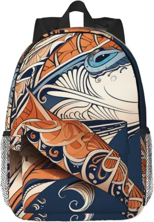 Laptop Backpack Lightweight Backpack for Men Women Daypack Shark with tribal pattern Laptop Bag Casual Backpack for Travel