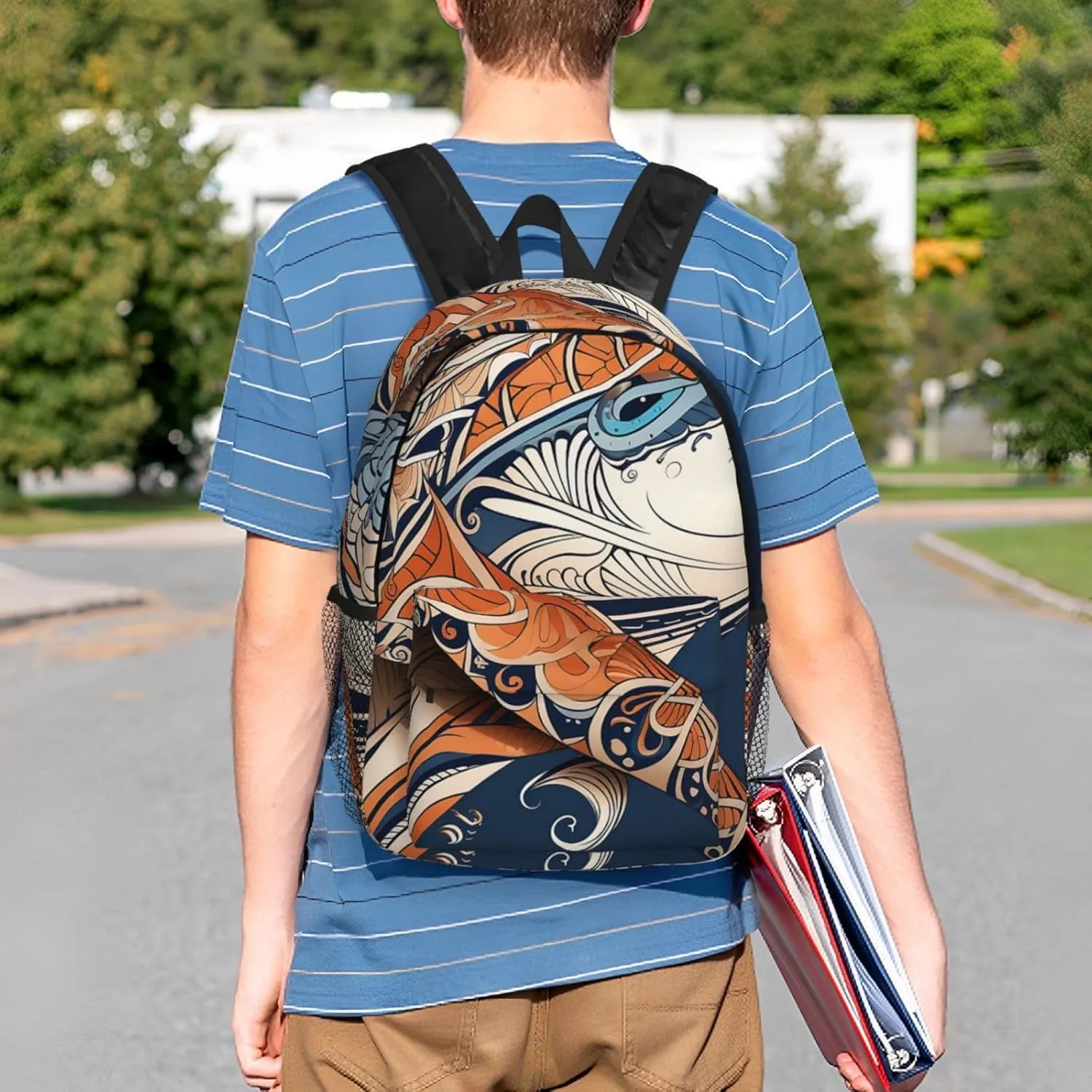 Laptop Backpack Lightweight Backpack for Men Women Daypack Shark with tribal pattern Laptop Bag Casual Backpack for Travel