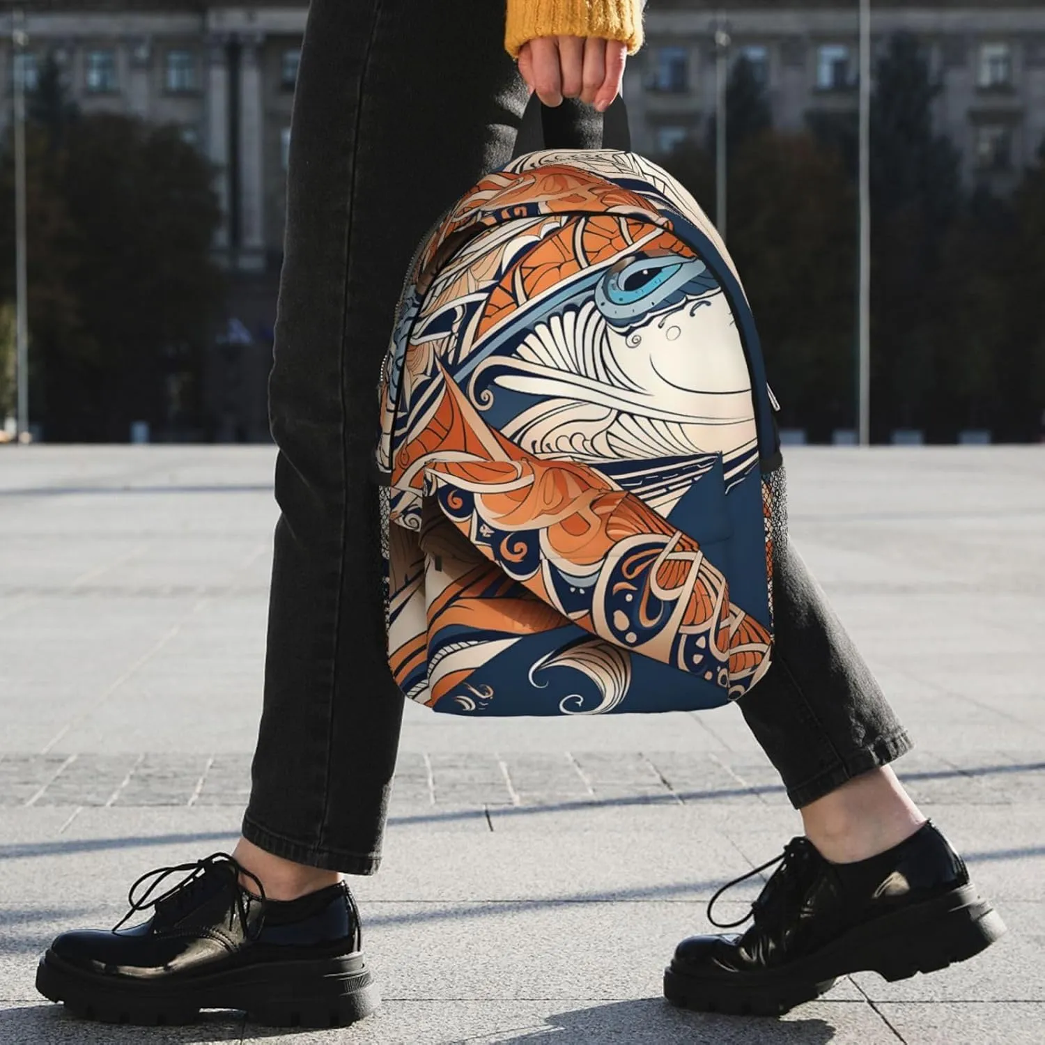 Laptop Backpack Lightweight Backpack for Men Women Daypack Shark with tribal pattern Laptop Bag Casual Backpack for Travel