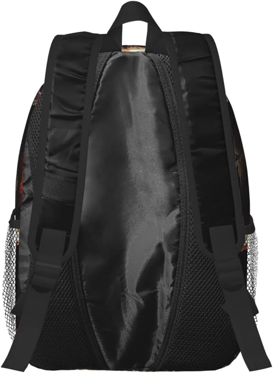 Laptop Backpack Lightweight Backpack for Men Women Daypack Skull Rose-Red Laptop Bag Casual Backpack for Travel