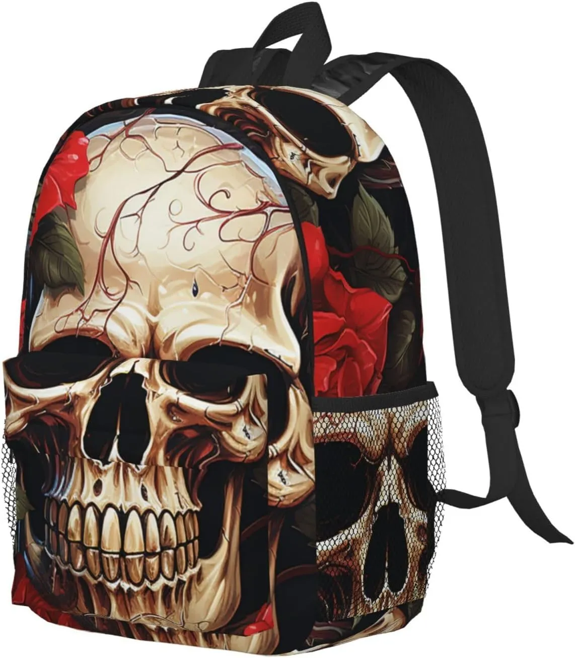 Laptop Backpack Lightweight Backpack for Men Women Daypack Skull Rose-Red Laptop Bag Casual Backpack for Travel