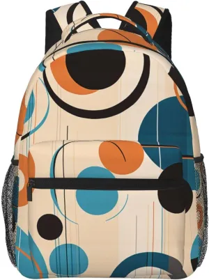 Laptop Backpack Lightweight Daypack for Men Women Echo Shapes & Circles Backpack Laptop Bag for Travel Hiking