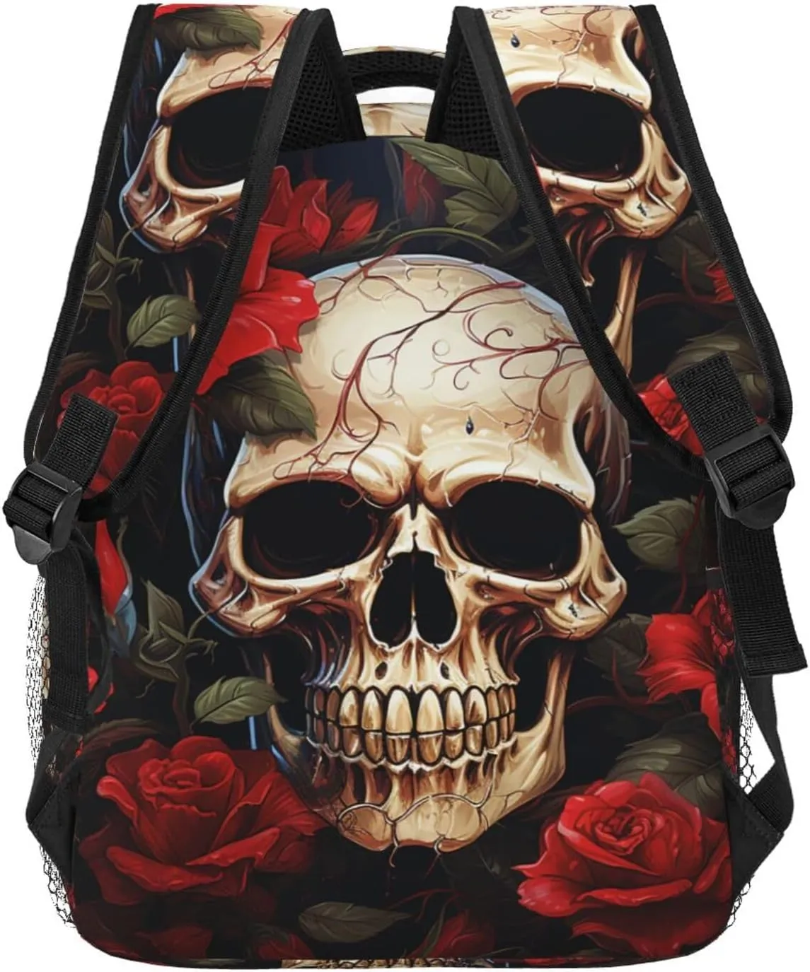 Laptop Backpack Lightweight Daypack for Men Women Skull Rose-Red Backpack Laptop Bag for Travel Hiking