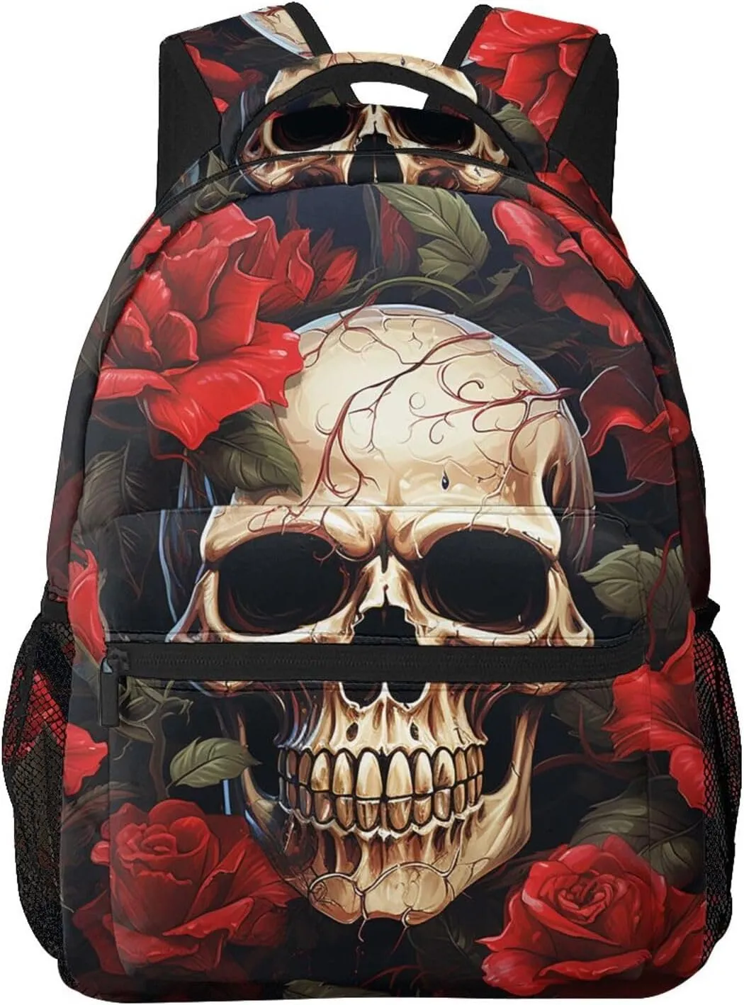 Laptop Backpack Lightweight Daypack for Men Women Skull Rose-Red Backpack Laptop Bag for Travel Hiking