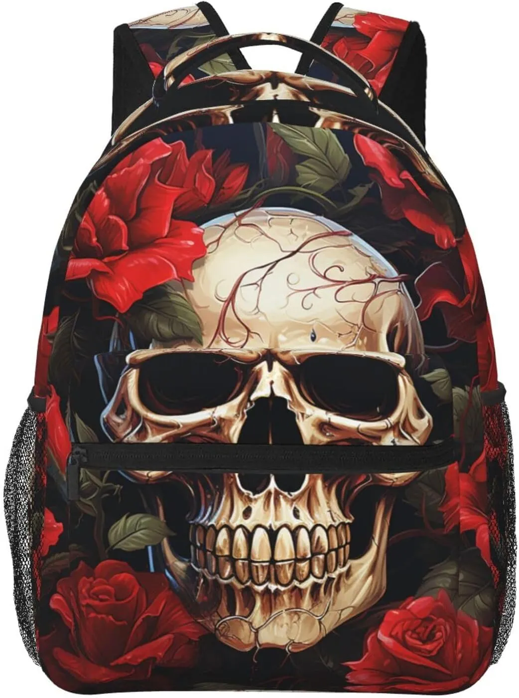 Laptop Backpack Lightweight Daypack for Men Women Skull Rose-Red Backpack Laptop Bag for Travel Hiking