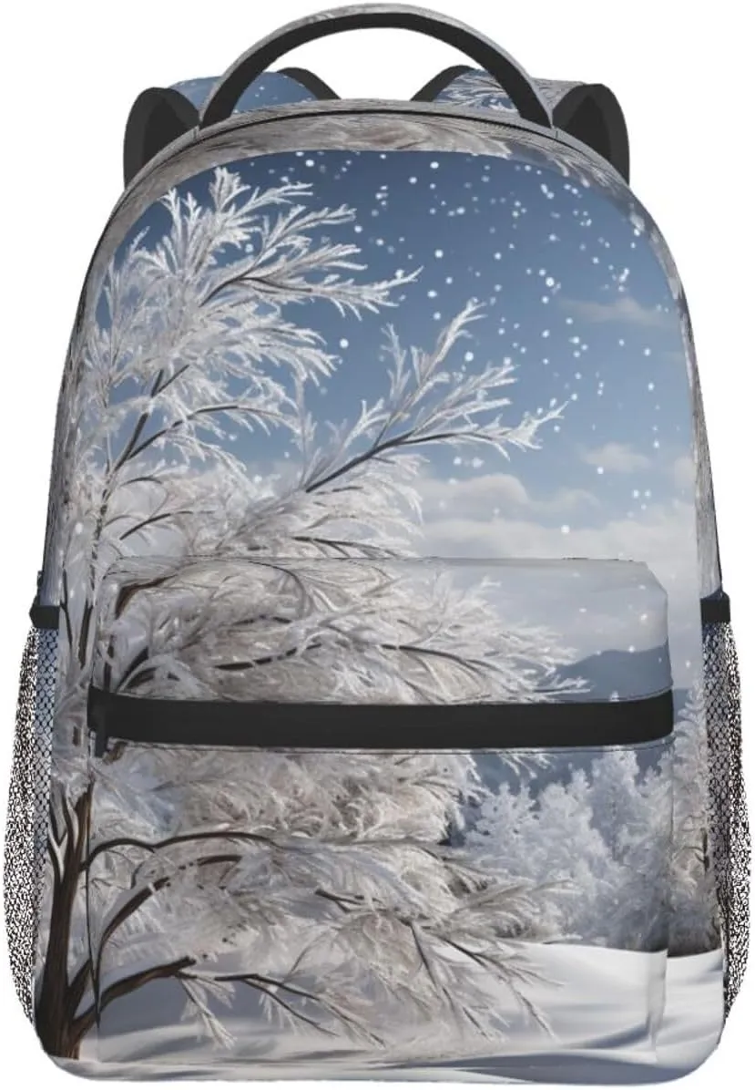 Laptop Backpack Lightweight Daypack for Men Women Snowflake Pine Tree Backpack Laptop Bag for Travel Hiking