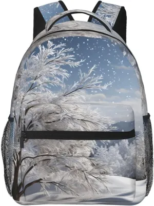 Laptop Backpack Lightweight Daypack for Men Women Snowflake Pine Tree Backpack Laptop Bag for Travel Hiking