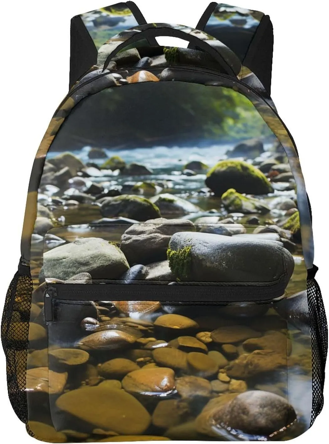 Laptop Backpack Lightweight Daypack for Men Women Stream stones Backpack Laptop Bag for Travel Hiking