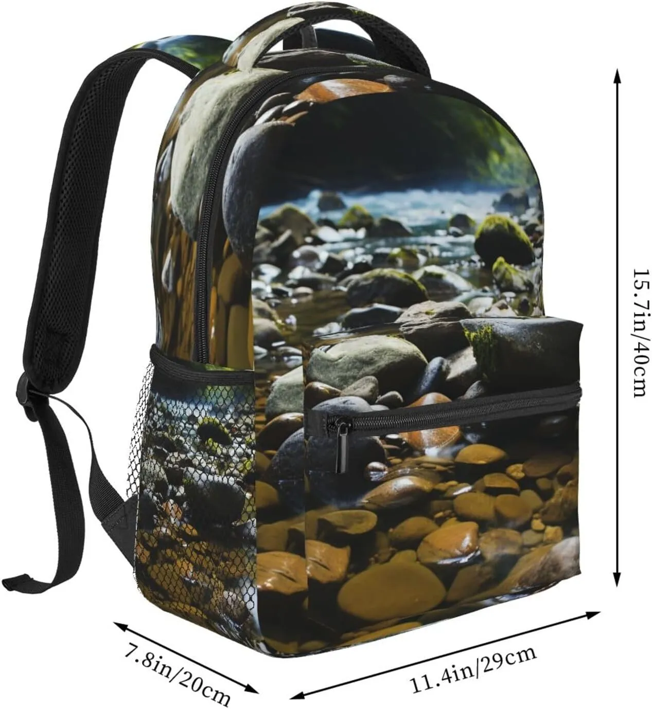 Laptop Backpack Lightweight Daypack for Men Women Stream stones Backpack Laptop Bag for Travel Hiking