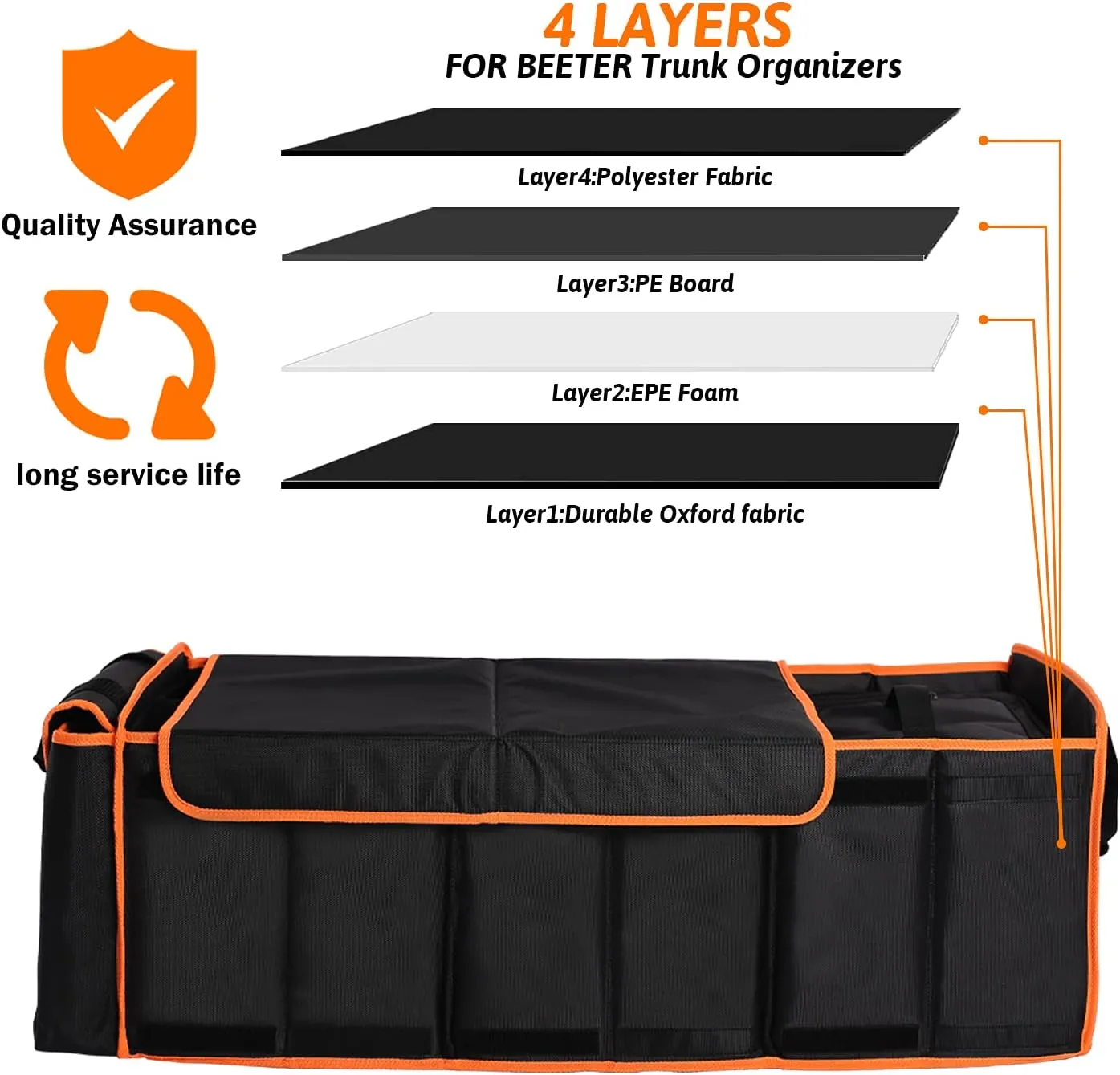 Large Trunk Organizer with Cooler, 3 Compartments SUV Cargo Organizer, Portable Trunk Organizer for suv,car,truck,rv,jeep(black)