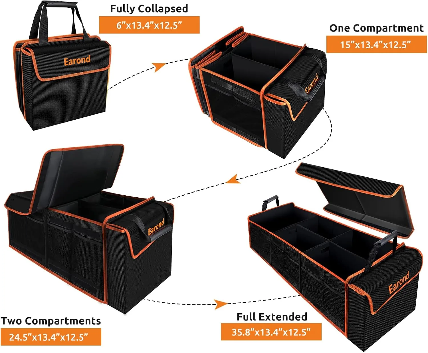 Large Trunk Organizer with Cooler, 3 Compartments SUV Cargo Organizer, Portable Trunk Organizer for suv,car,truck,rv,jeep(black)