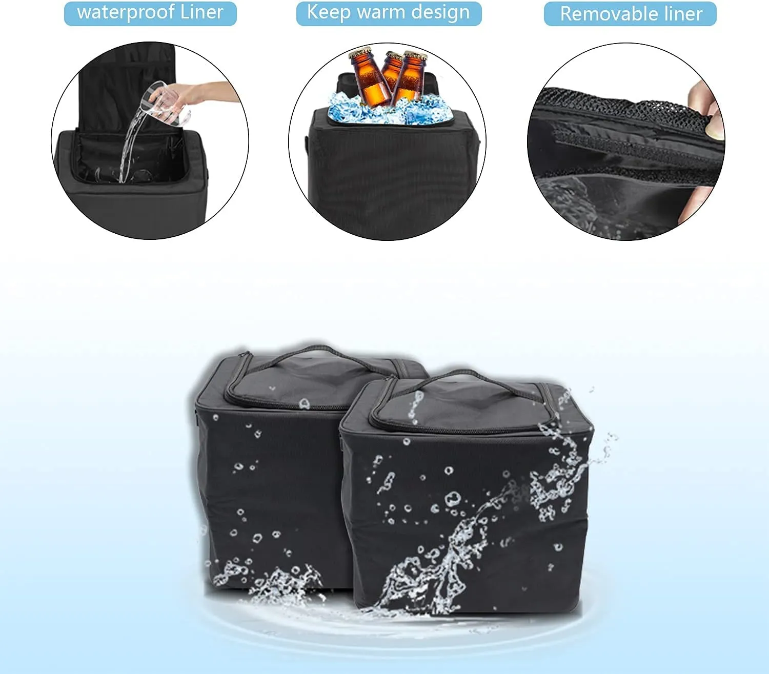 Large Trunk Organizer with Cooler, 3 Compartments SUV Cargo Organizer, Portable Trunk Organizer for suv,car,truck,rv,jeep(black)