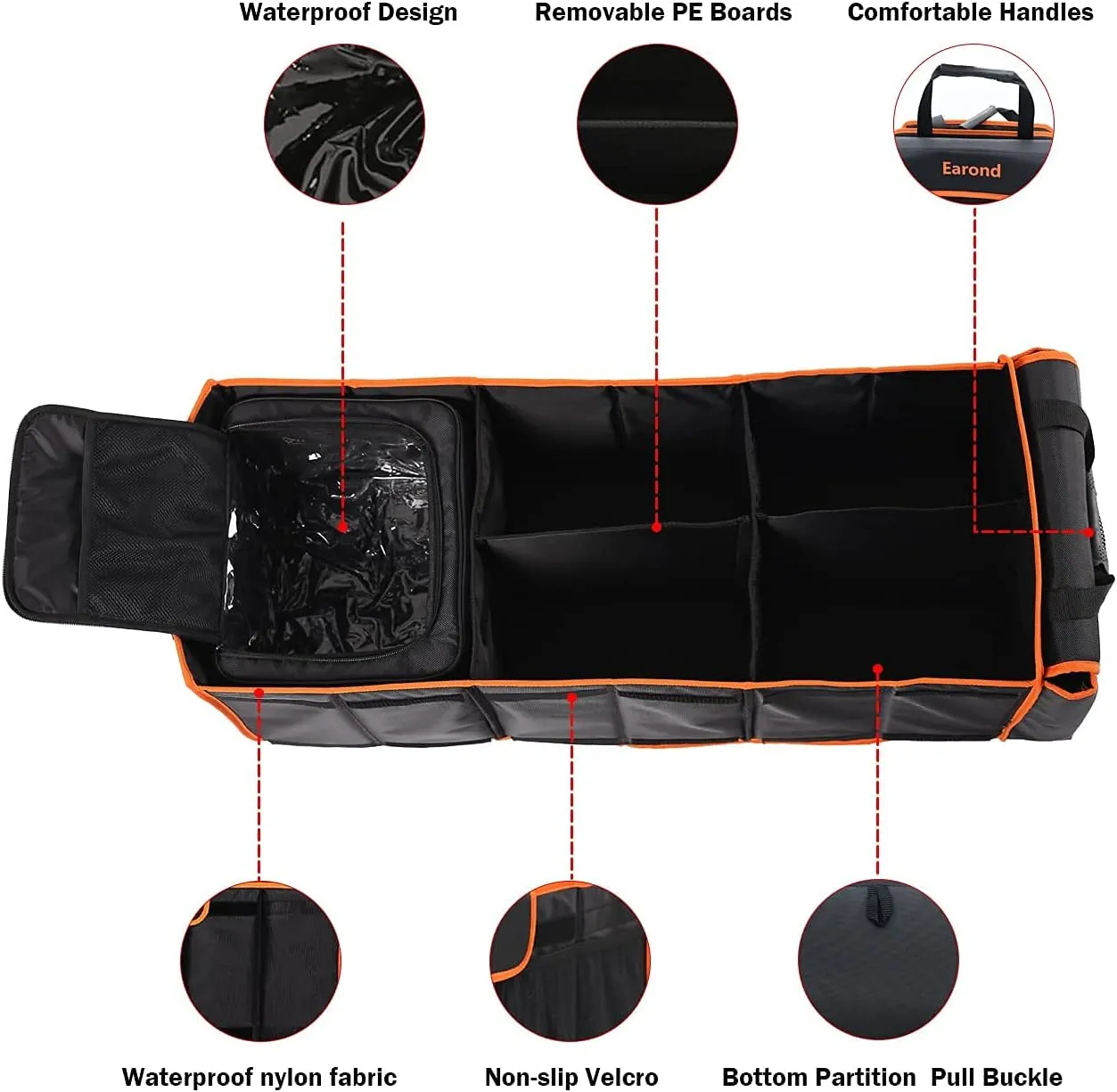 Large Trunk Organizer with Cooler, 3 Compartments SUV Cargo Organizer, Portable Trunk Organizer for suv,car,truck,rv,jeep(black)
