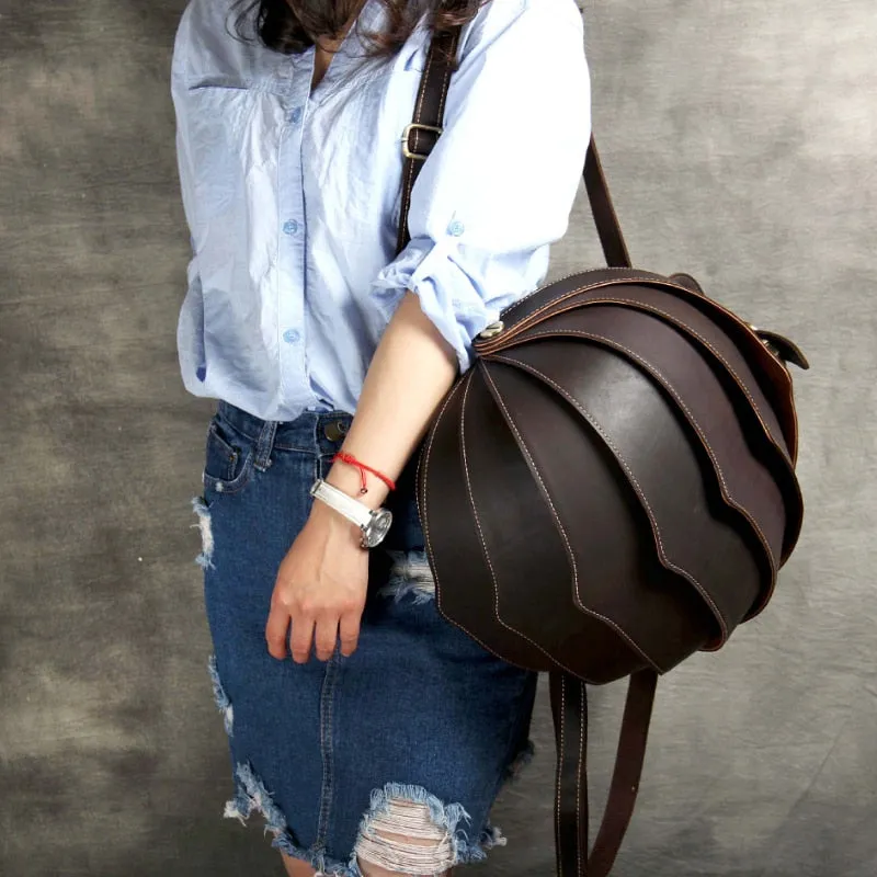 Leather Backpack Beetle Style Women Rucksack
