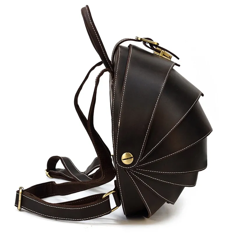 Leather Backpack Beetle Style Women Rucksack